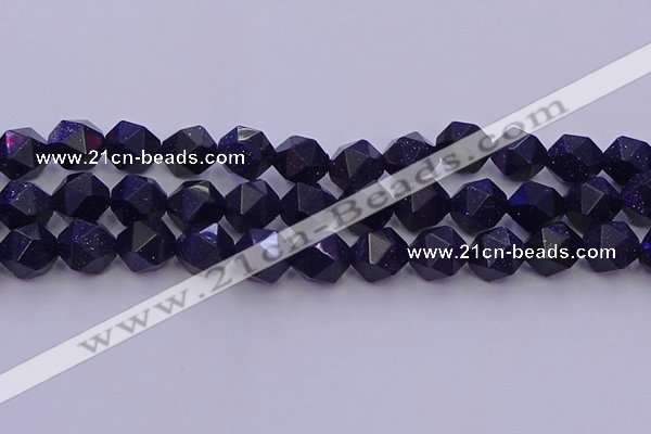 CGS459 15.5 inches 12mm faceted nuggets goldstone beads wholesale