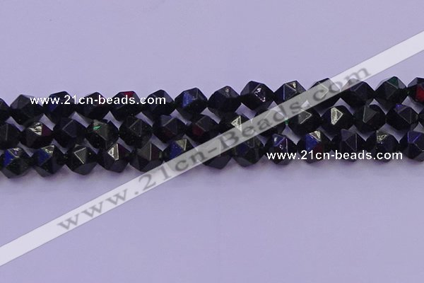 CGS464 15.5 inches 12mm faceted nuggets green goldstone beads