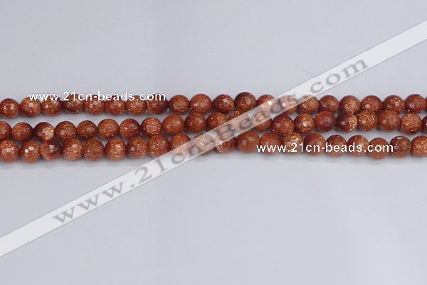 CGS471 15.5 inches 6mm faceted round goldstone beads wholesale