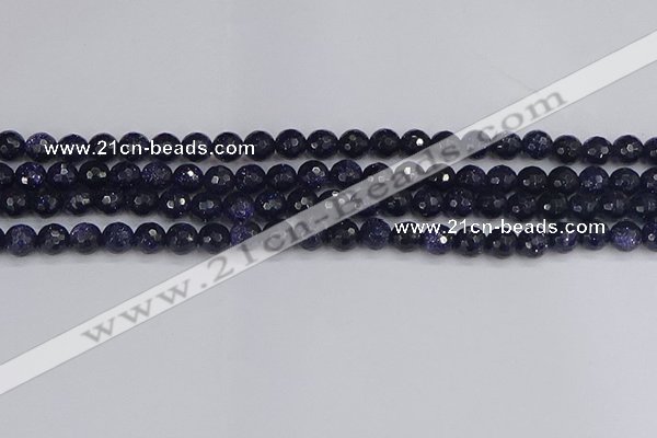 CGS479 15.5 inches 6mm faceted round blue goldstone beads