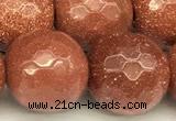 CGS493 15 inches 12mm faceted round goldstone beads