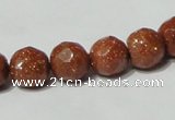 CGS59 15.5 inches 10mm faceted round goldstone beads wholesale