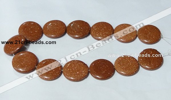 CGS78 15.5 inches 30mm coin goldstone beads wholesale