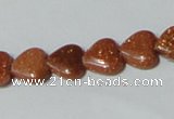 CGS81 15.5 inches 10*10mm heart goldstone beads wholesale