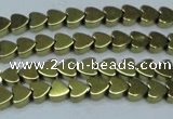 CHE1000 15.5 inches 6*6mm heart plated hematite beads wholesale