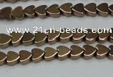 CHE1001 15.5 inches 6*6mm heart plated hematite beads wholesale