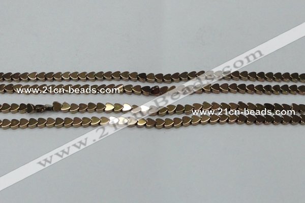 CHE1001 15.5 inches 6*6mm heart plated hematite beads wholesale