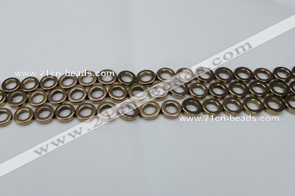 CHE1016 15.5 inches 12mm donut plated hematite beads wholesale