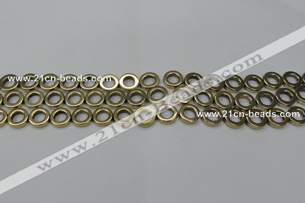 CHE1017 15.5 inches 12mm donut plated hematite beads wholesale