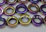 CHE1019 15.5 inches 12mm donut plated hematite beads wholesale