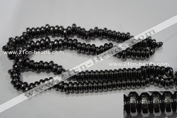 CHE111 15.5 inches 5*12mm rondelle large hole hematite beads