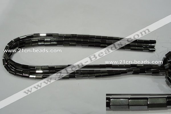 CHE126 15.5 inches 5*8mm faceted tube hematite beads wholesale