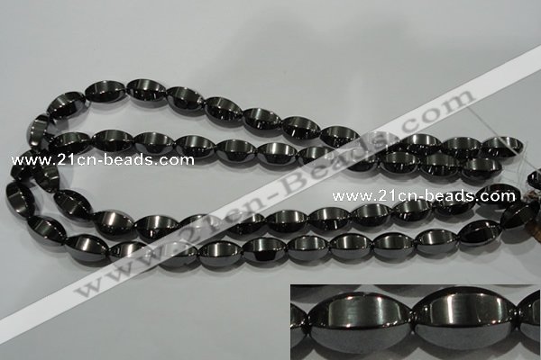 CHE142 15.5 inches 10*16mm faceted rice hematite beads wholesale