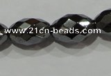 CHE145 15.5 inches 8*12mm faceted rice hematite beads wholesale