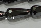 CHE156 15.5 inches 10*20mm faceted teardrop hematite beads