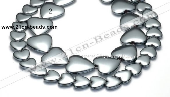 CHE16 16 inches 16mm & 25mm heart shape hematite beads Wholesale