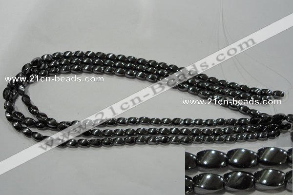 CHE160 15.5 inches 5*8mm twisted rice hematite beads