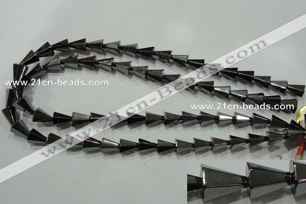 CHE175 15.5 inches 10*12mm faceted cone hematite beads wholesale