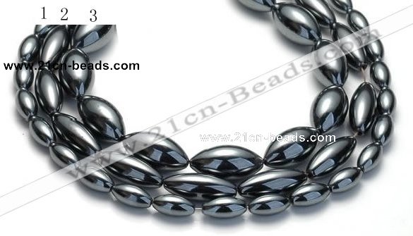 CHE20 16 inches 6*12mm & 8*20mm & 10*20mm rice hematite beads