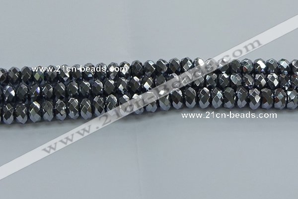 CHE2003 15.5 inches 6*10mm faceted rondelle hematite beads