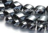 CHE22 16 inches twisted pebble shape hematite beads wholesale