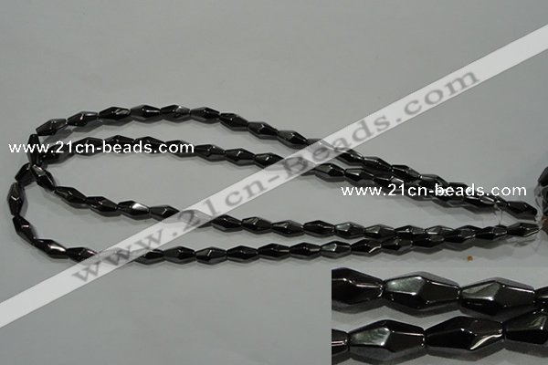 CHE220 15.5 inches 6*12mm faceted rice hematite beads wholesale