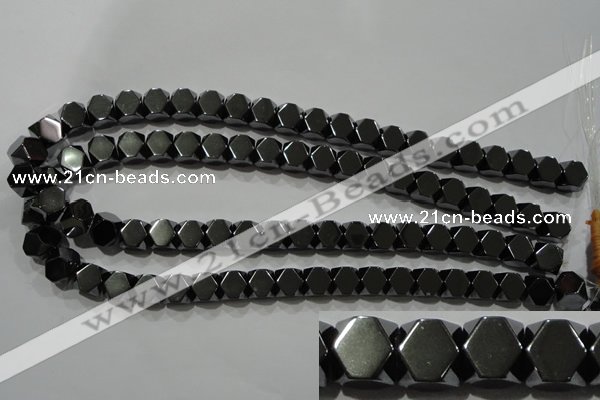 CHE224 15.5 inches 10*10mm faceted cube hematite beads wholesale