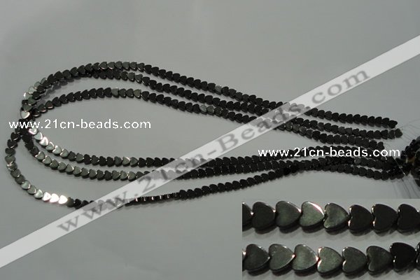 CHE266 15.5 inches 4*4mm heart hematite beads wholesale