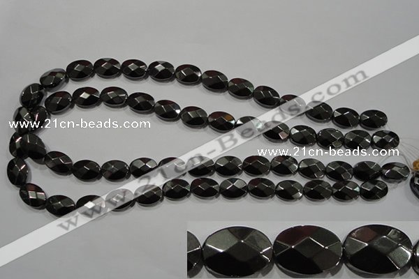 CHE281 15.5 inches 10*14mm faceted oval hematite beads wholesale