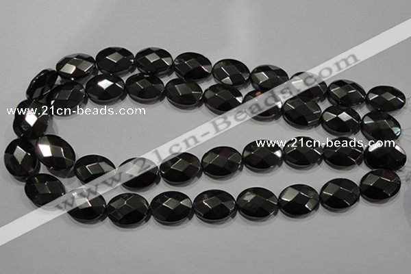 CHE284 15.5 inches 13*18mm faceted oval hematite beads wholesale