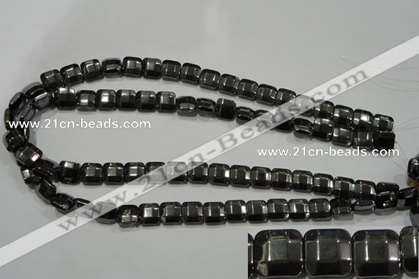 CHE288 15.5 inches 10*10mm faceted square hematite beads wholesale