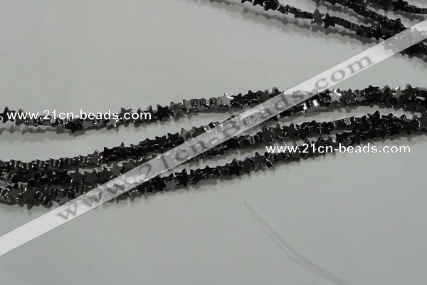 CHE292 15.5 inches 4mm star hematite beads wholesale