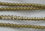 CHE419 15.5 inches 2mm round matte plated hematite beads wholesale