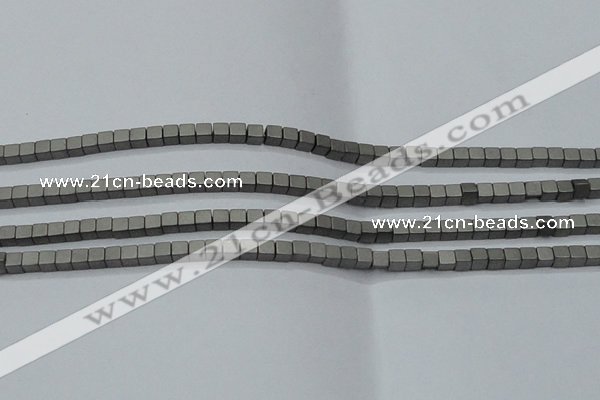 CHE440 15.5 inches 3*3mm cube matte plated hematite beads wholesale