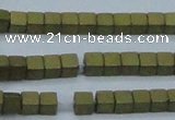 CHE443 15.5 inches 3*3mm cube matte plated hematite beads wholesale