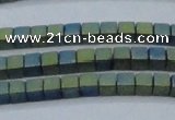 CHE444 15.5 inches 3*3mm cube matte plated hematite beads wholesale