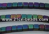 CHE445 15.5 inches 3*3mm cube matte plated hematite beads wholesale