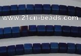 CHE446 15.5 inches 3*3mm cube matte plated hematite beads wholesale