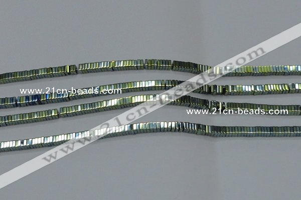 CHE572 15.5 inches 1*3*3mm square plated hematite beads wholesale