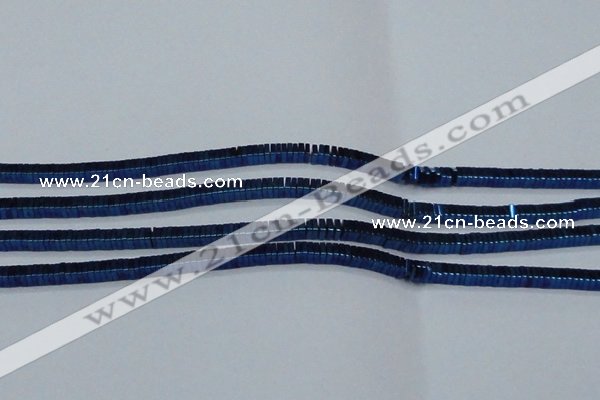 CHE574 15.5 inches 1*3*3mm square plated hematite beads wholesale