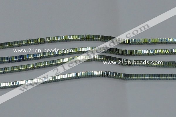 CHE582 15.5 inches 1*4*4mm square plated hematite beads wholesale