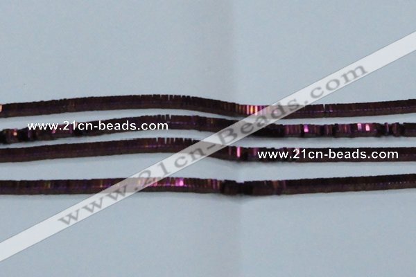 CHE583 15.5 inches 1*4*4mm square plated hematite beads wholesale