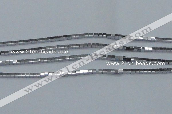 CHE590 15.5 inches 2*2mm cube plated hematite beads wholesale