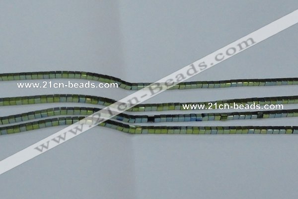 CHE602 15.5 inches 3*3mm cube plated hematite beads wholesale