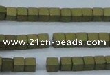 CHE611 15.5 inches 2*2mm cube matte plated hematite beads wholesale