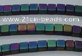 CHE613 15.5 inches 2*2mm cube matte plated hematite beads wholesale