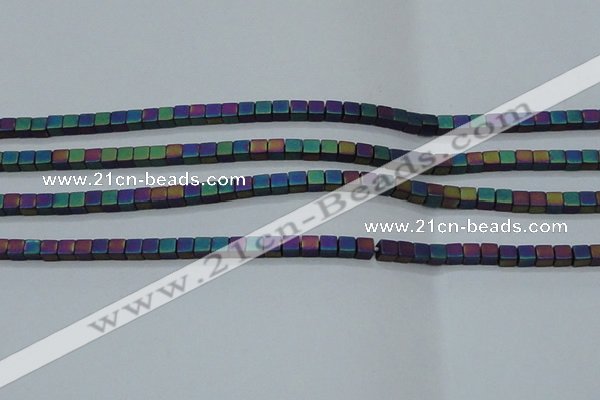 CHE613 15.5 inches 2*2mm cube matte plated hematite beads wholesale