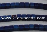 CHE614 15.5 inches 2*2mm cube matte plated hematite beads wholesale