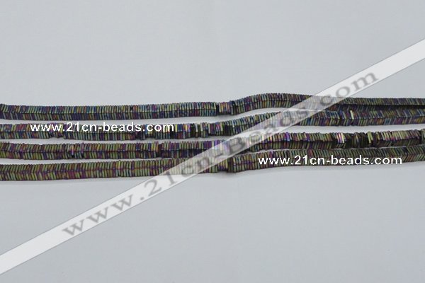 CHE623 15.5 inches 1*2*2mm square matte plated hematite beads