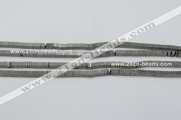 CHE625 15.5 inches 1*3*3mm square matte plated hematite beads